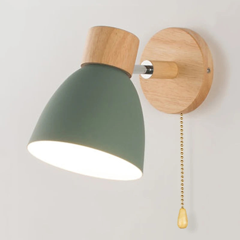 Wooden Nordic Wall Lamp With Switch