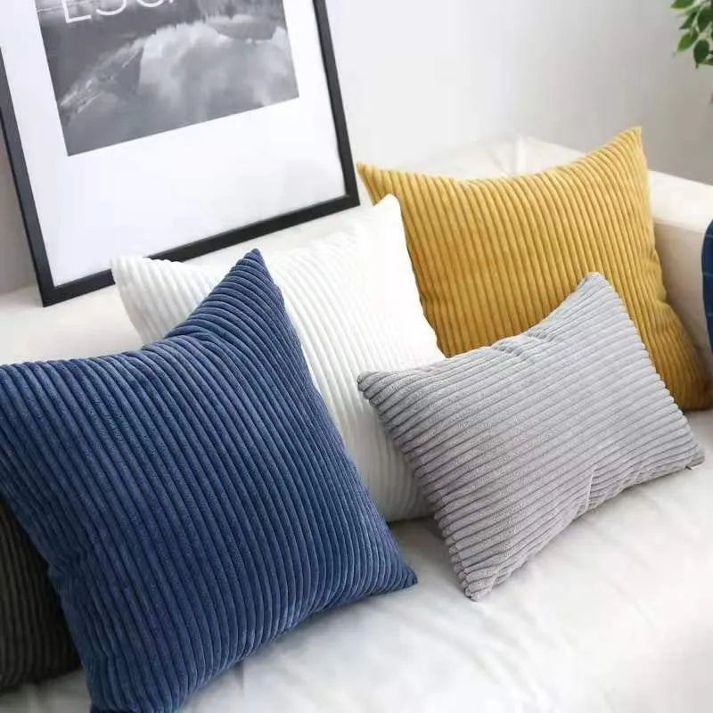 Striped Corduroy Fabric Cushion Cover