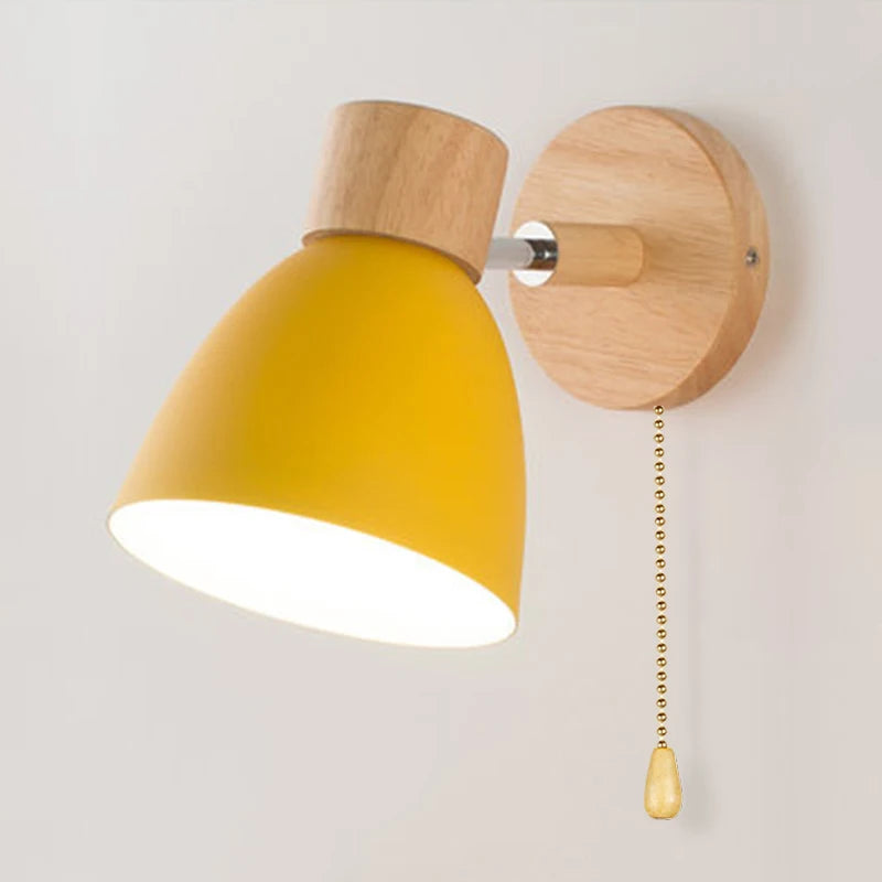 Wooden Nordic Wall Lamp With Switch
