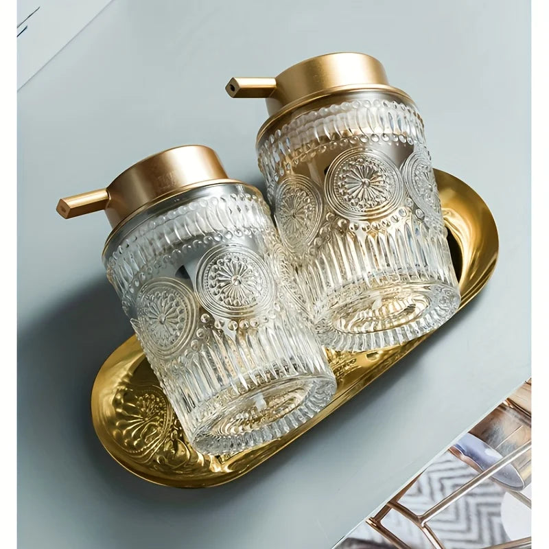 1Pc Embossed Glass Foam Soap Dispenser