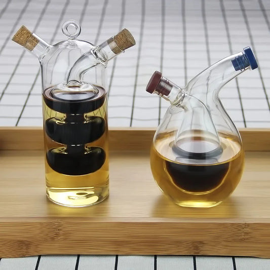 2-In-1 Double Layer Bottle Sauce Oil Vinegar Glass Bottle