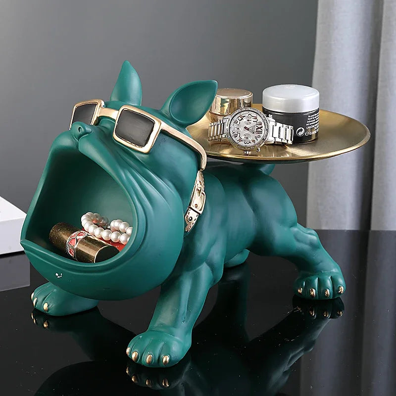 30cm Bulldog Figurine Dog Statue Storage Box A