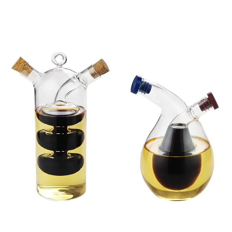 2-In-1 Double Layer Bottle Sauce Oil Vinegar Glass Bottle