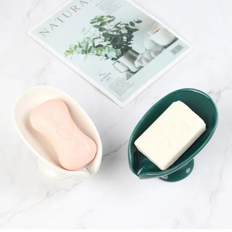 1Pc Ceramic Leaf Shower Soap Holder