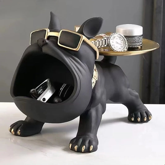 30cm Bulldog Figurine Dog Statue Storage Box A