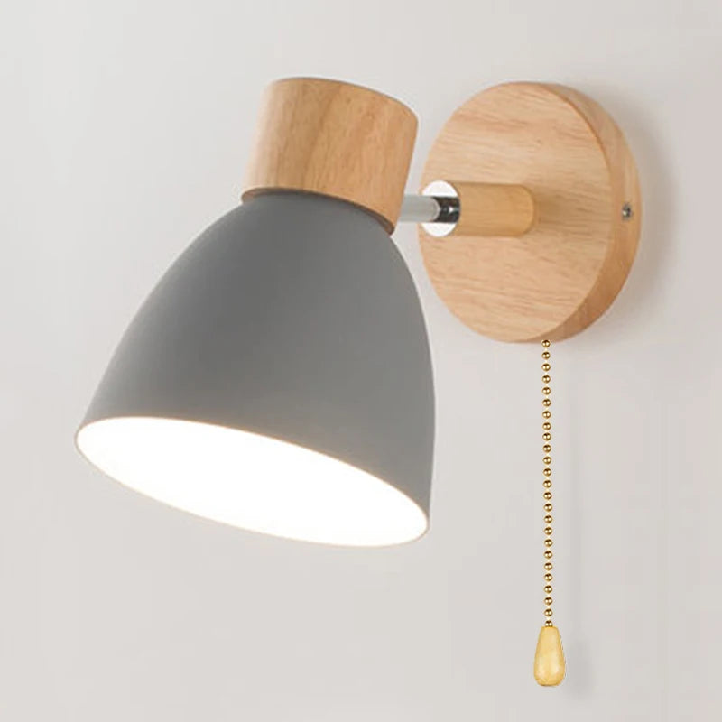 Wooden Nordic Wall Lamp With Switch