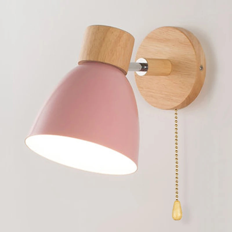 Wooden Nordic Wall Lamp With Switch