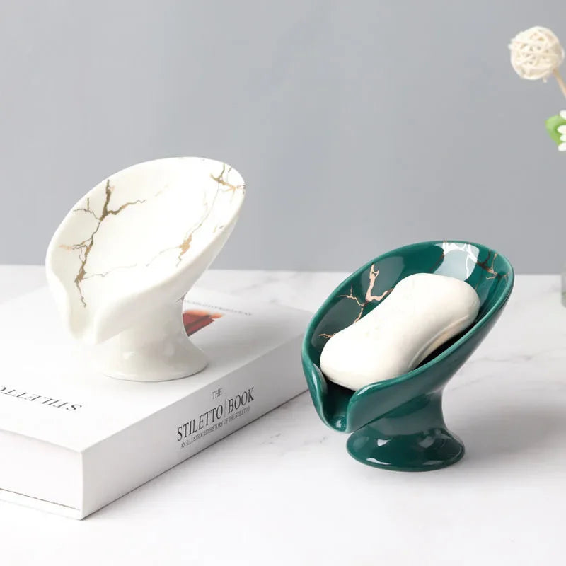 1Pc Ceramic Leaf Shower Soap Holder