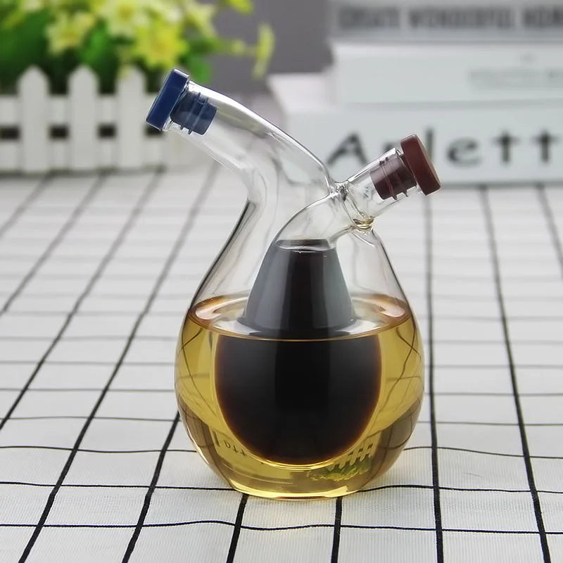 2-In-1 Double Layer Bottle Sauce Oil Vinegar Glass Bottle