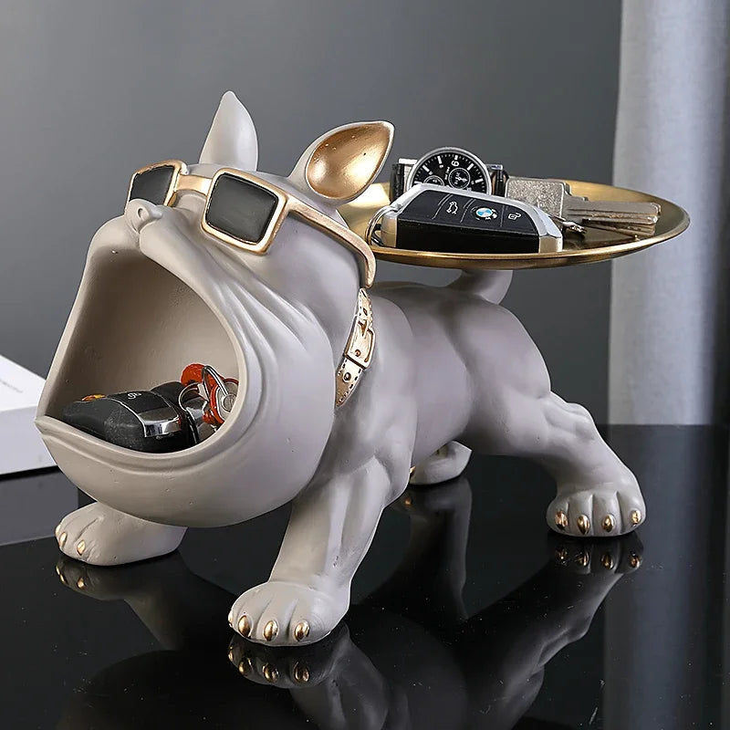 30cm Bulldog Figurine Dog Statue Storage Box A