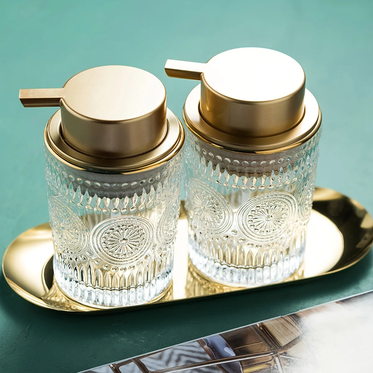1Pc Embossed Glass Foam Soap Dispenser