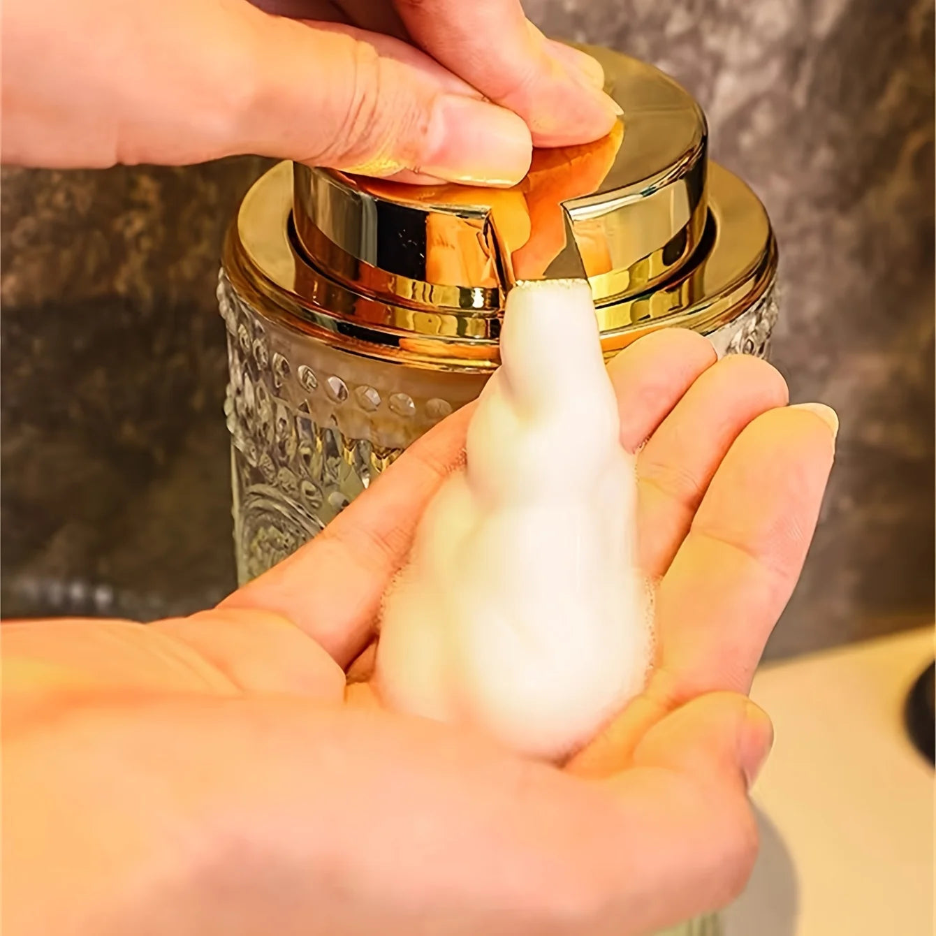 1Pc Embossed Glass Foam Soap Dispenser